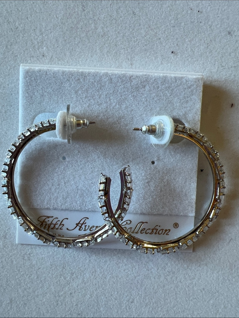 Fifth Avenue Collection Silver Crystal Hoop Earrings